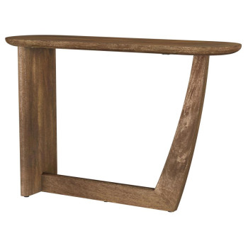 930030 Fletcher Oval Solid Mango Wood Entryway Console Table Brown