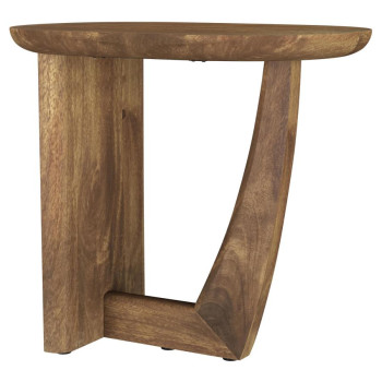 930029 Fletcher Round Solid Mango Wood Accent Side Table Brown