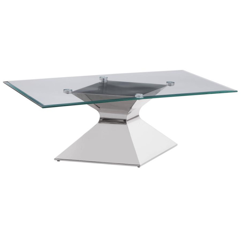 710208 Jenny Glass Top Stainless Steel Coffee Table Chrome