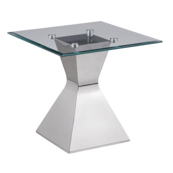 710207 Jenny Glass Top Stainless Steel Side End Table Chrome