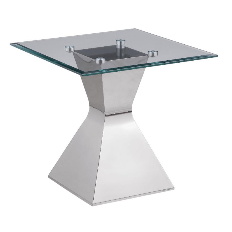 710207 Jenny Glass Top Stainless Steel Side End Table Chrome