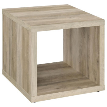 710517 Frisco Square Engineered Wood Side End Table Distressed Pine