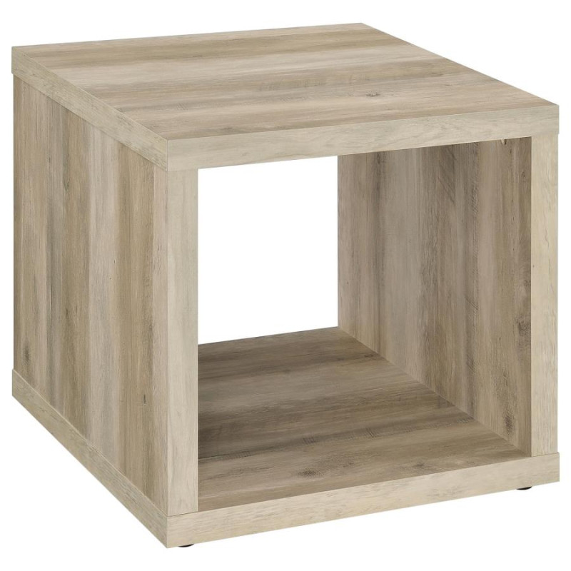 710517 Frisco Square Engineered Wood Side End Table Distressed Pine