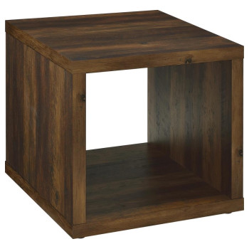 710507 Frisco Square Engineered Wood Side End Table Dark Pine