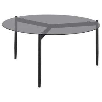 710168 Rosalie Round Smoked Glass Top Coffee Table Sandy Black