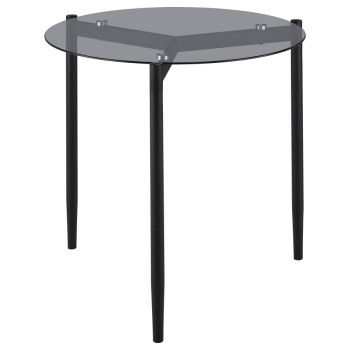 710167 Rosalie Round Smoked Glass Top End Table Sandy Black