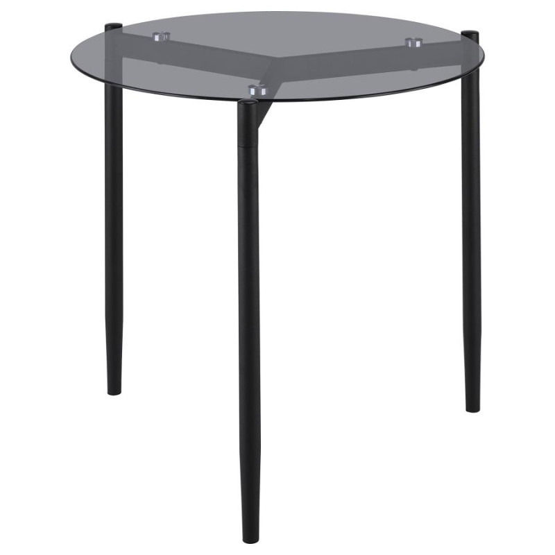 710167 Rosalie Round Smoked Glass Top End Table Sandy Black