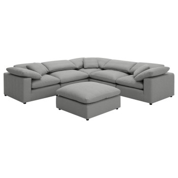 551754-SETA Raleigh 6-piece Boucle Upholstered Modular Sectional Grey