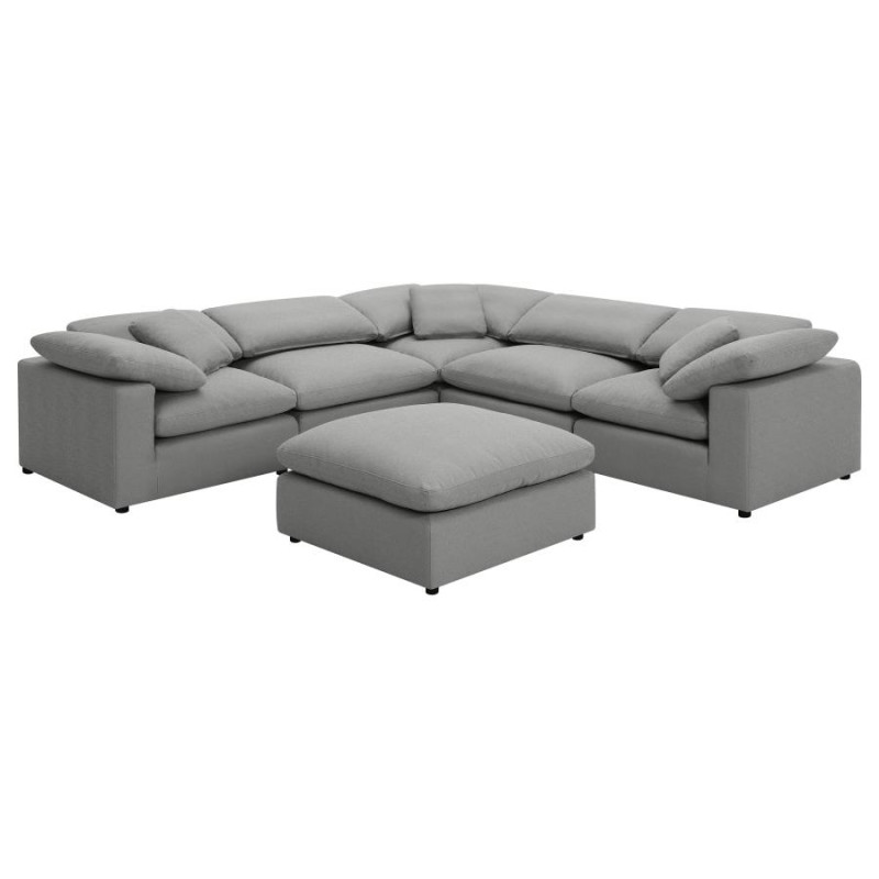 551754-SETA Raleigh 6-piece Boucle Upholstered Modular Sectional Grey
