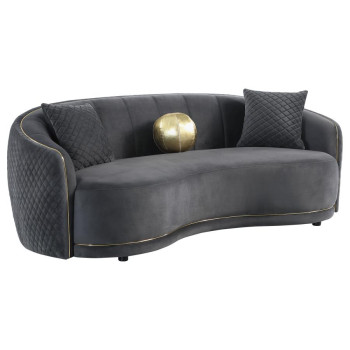 504844 Brookside Velvet Upholstered Curved Sofa Dark Grey