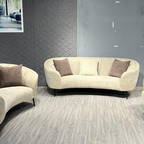504837-S3 Ellorie 3-Piece Upholstered Curved Sofa Set Beige