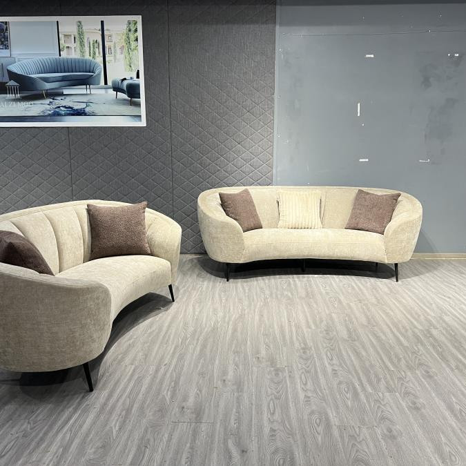 504837-S2 Ellorie 2-Piece Upholstered Curved Sofa Set Beige