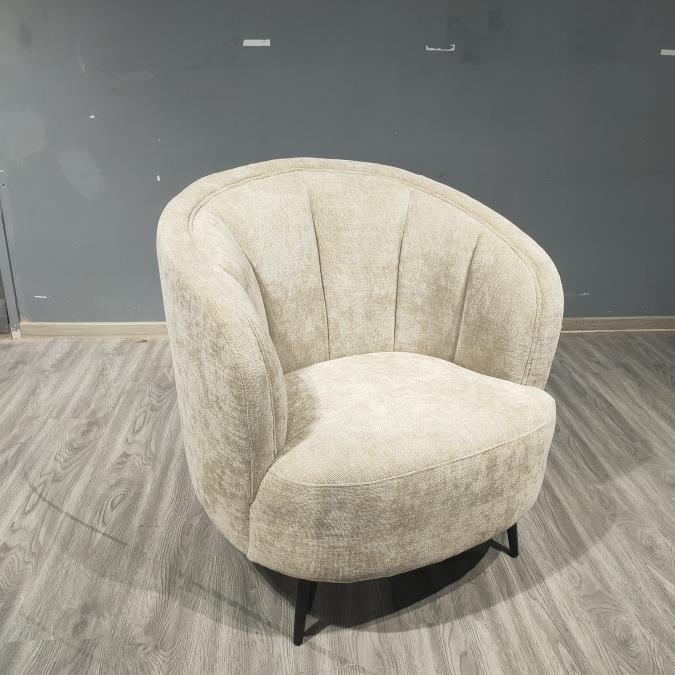 504839 Ellorie Upholstered Channel Back Curved Chair Beige