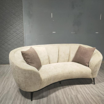 504838 Ellorie Upholstered Channel Back Curved Loveseat Beige