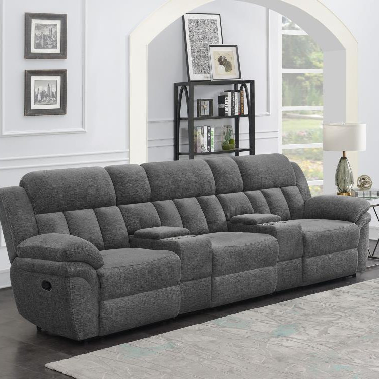 609541T Bahrain 5-piece Upholstered Home Theater Seating Charcoal