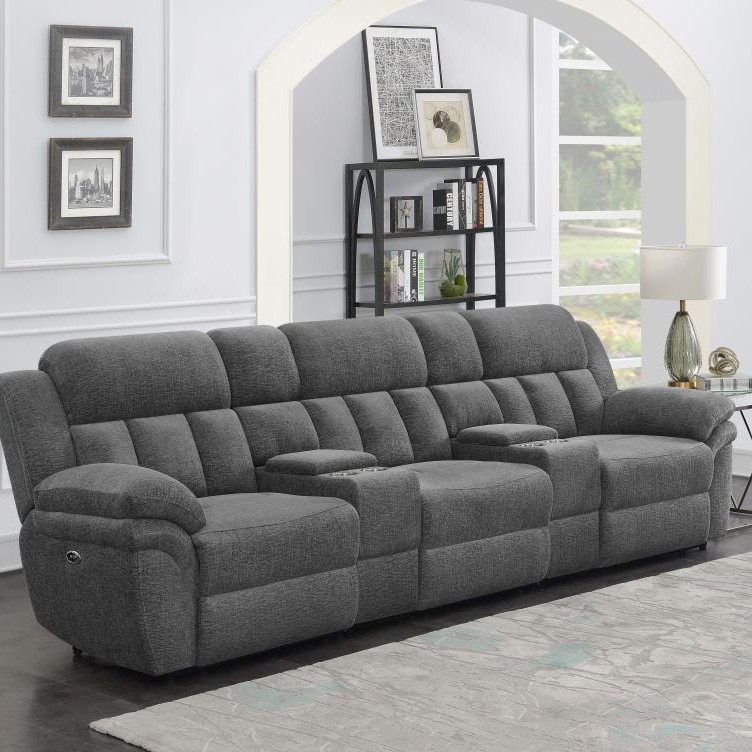 609541PT Bahrain 5-piece Power Home Theater Seating Charcoal