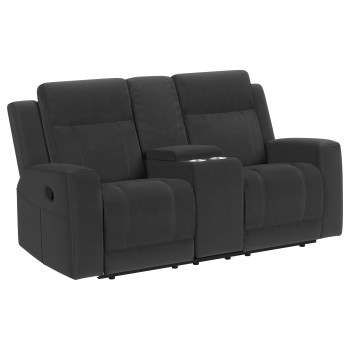 610285 Brentwood Upholstered Motion Reclining Loveseat Dark Charcoal