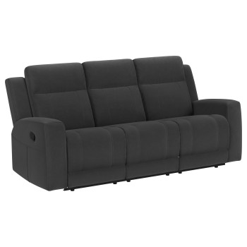 610284 Brentwood Upholstered Motion Reclining Sofa Dark Charcoal