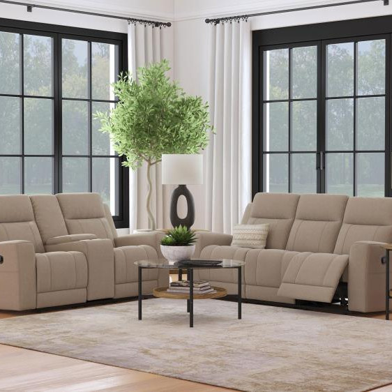 610281-S2 Brentwood 2-piece Upholstered Reclining Sofa Set Taupe