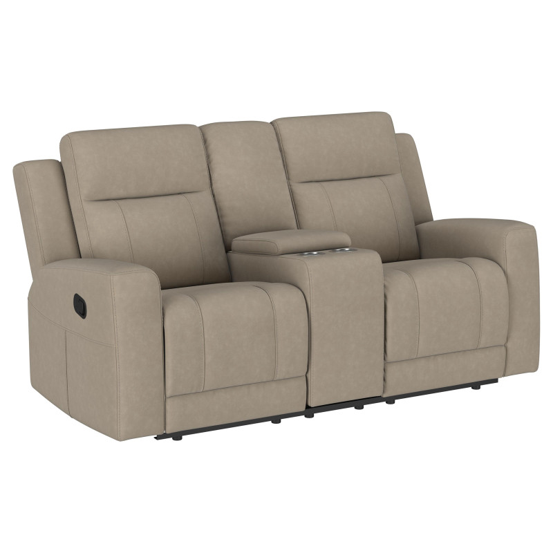 610282 Brentwood Upholstered Motion Reclining Loveseat Taupe