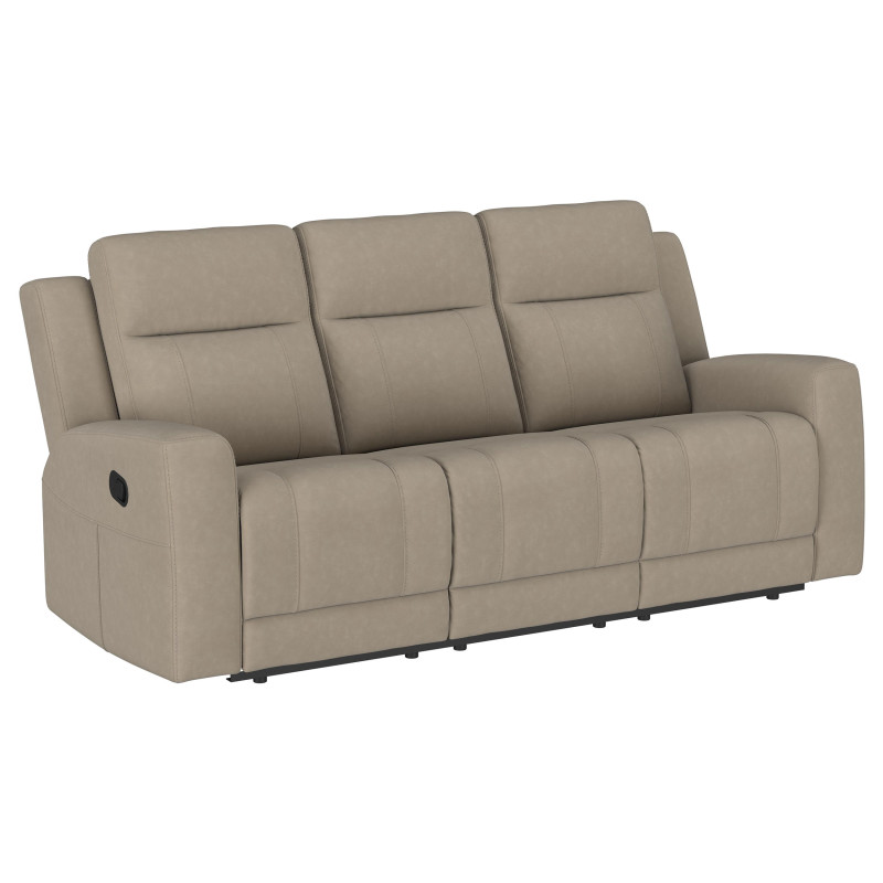 610281 Brentwood Upholstered Motion Reclining Sofa Taupe
