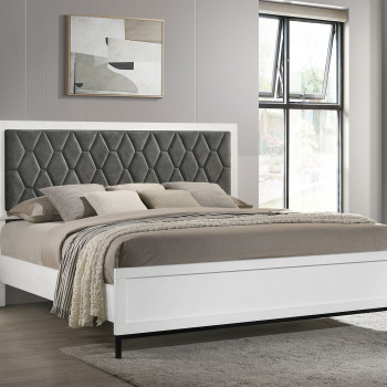 224861KE Sonora Eastern King Upholstered Panel Bed White