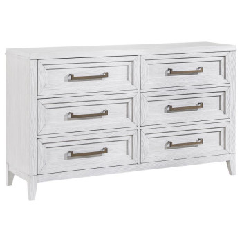 224843 Marielle 6-drawer Bedroom Dresser Distressed White