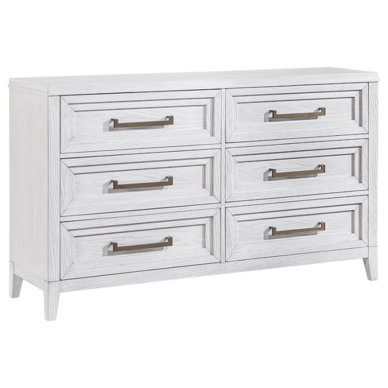 224843 Marielle 6-drawer Bedroom Dresser Distressed White