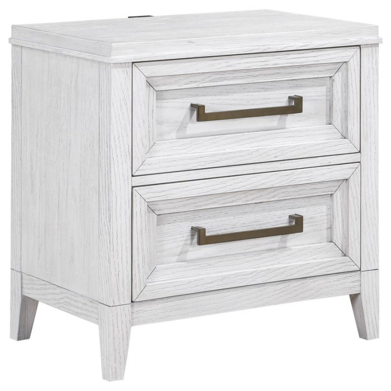 224842 Marielle 2-drawer Nightstand Bedside Table Distressed White