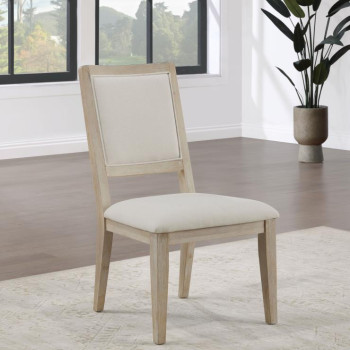 123122 Trofello Upholstered Dining Side Chair White Washed And Beige