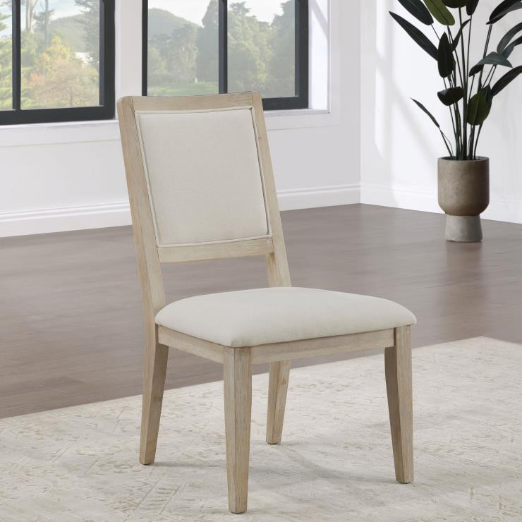 123122 Trofello Upholstered Dining Side Chair White Washed And Beige