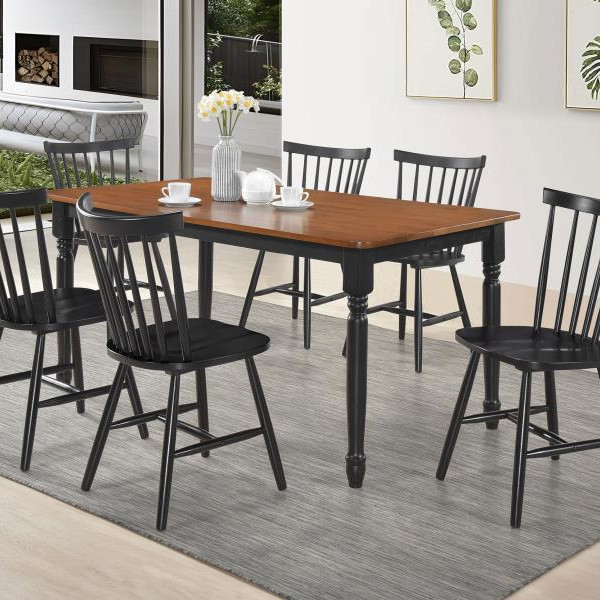 183041-S7 Hollyoak 7-Piece Rectangular Dining Set Walnut And Black