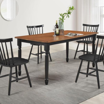 183041-S5 Hollyoak 5-Piece Rectangular Dining Set Walnut And Black
