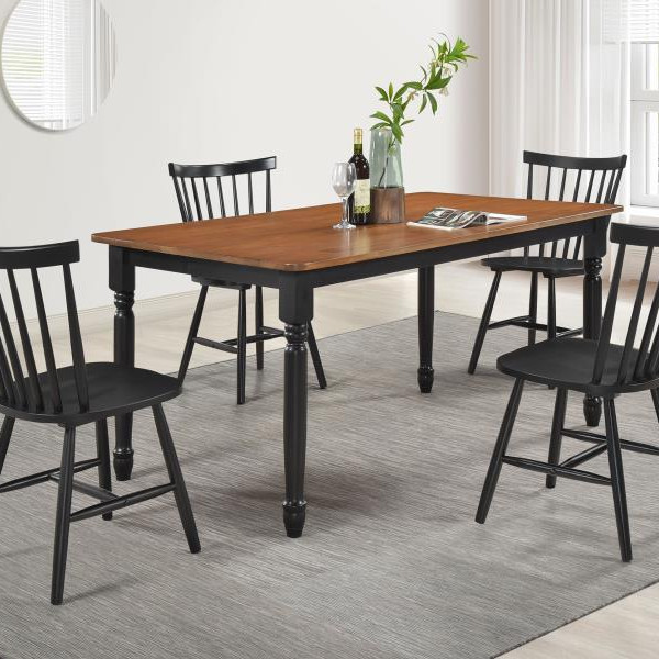 183041-S5 Hollyoak 5-Piece Rectangular Dining Set Walnut And Black