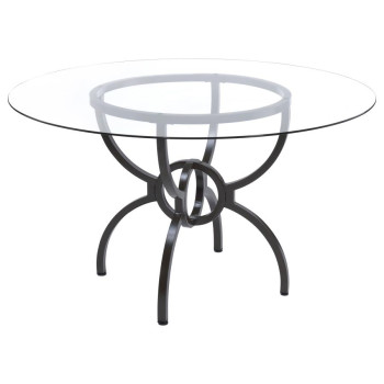 108291BG Aviano 48″ Round Glass Top Dining Table Clear And Gunmetal