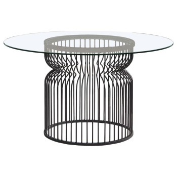 193511BG Granvia Round Glass Top Dining Table Clear And Gunmetal