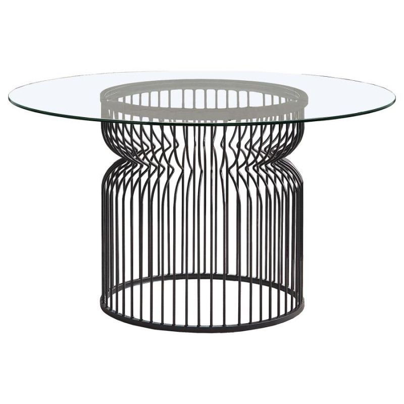 193511BG Granvia Round Glass Top Dining Table Clear And Gunmetal