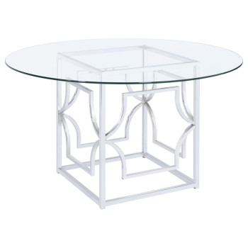 192561BG Starlight Round Glass Top Dining Table Clear And Chrome