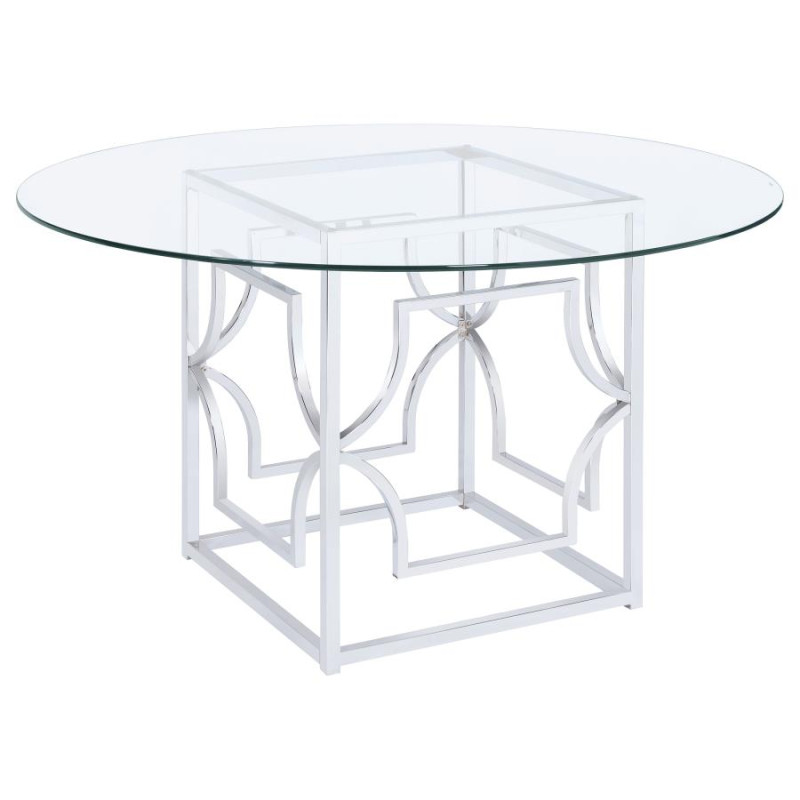 192561BG Starlight Round Glass Top Dining Table Clear And Chrome