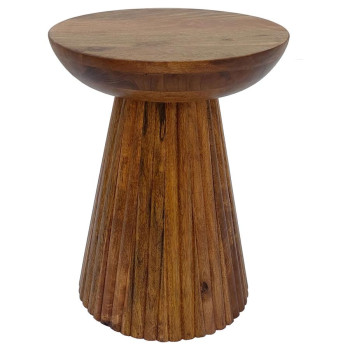 931155 Aureo Round Solid Wood Accent Side Table Wild Honey