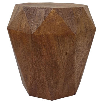 931158 Jacinto Geometric Solid Mango Wood Side Table Natural Brown
