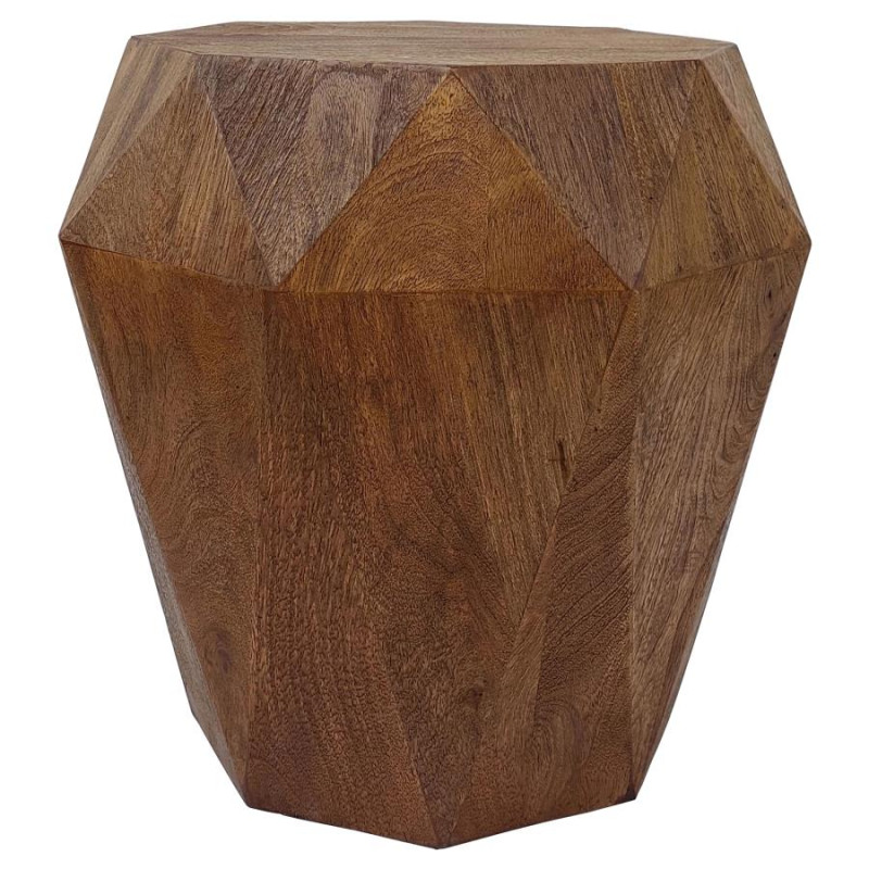 931158 Jacinto Geometric Solid Mango Wood Side Table Natural Brown