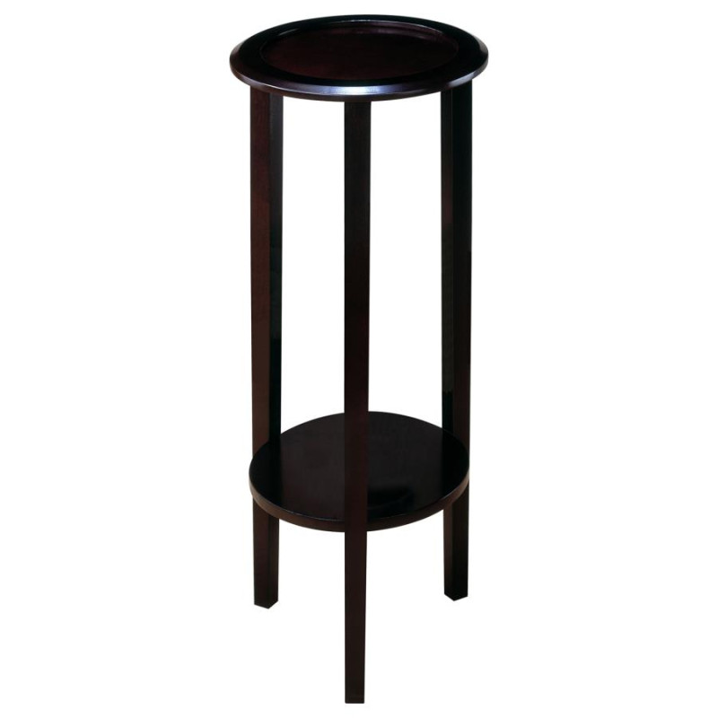 900936 Kirk Round Accent Table With Bottom Shelf Espresso
