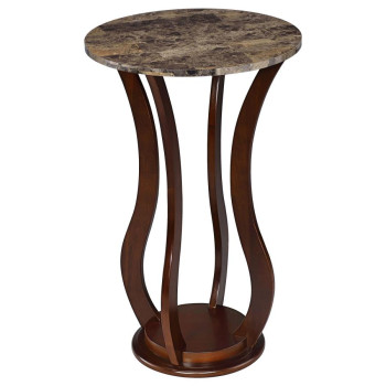 900926 Elton Round Marble Top Accent Table Brown