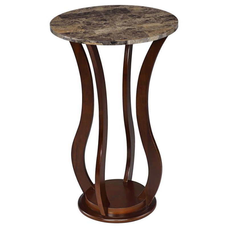 900926 Elton Round Marble Top Accent Table Brown