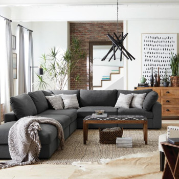 551324-SETB Serene 4-Piece Upholstered Modular Sectional Charcoal