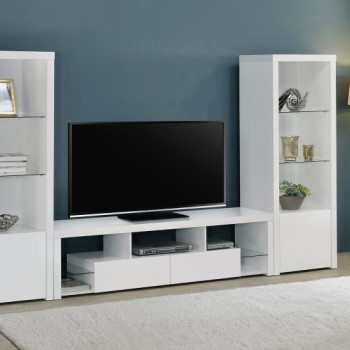 704251-SET Jude 3-Piece Entertainment Center With 71″ TV Stand White High Gloss