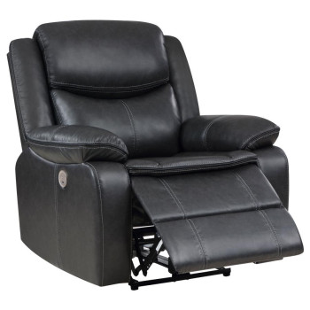 610233P Sycamore Upholstered Power Recliner Chair Dark Grey