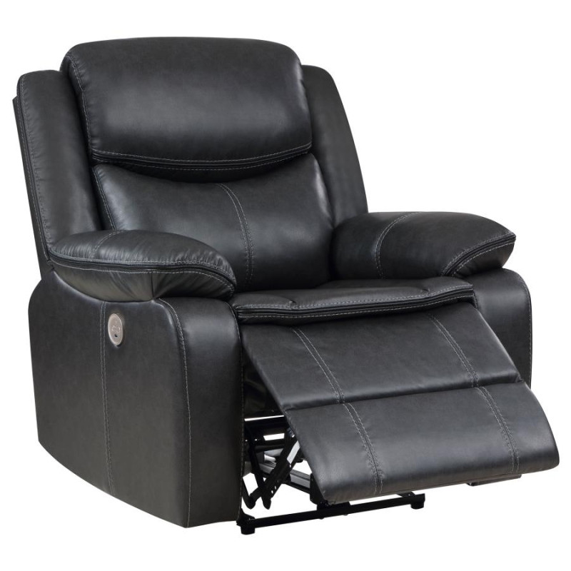 610233P Sycamore Upholstered Power Recliner Chair Dark Grey