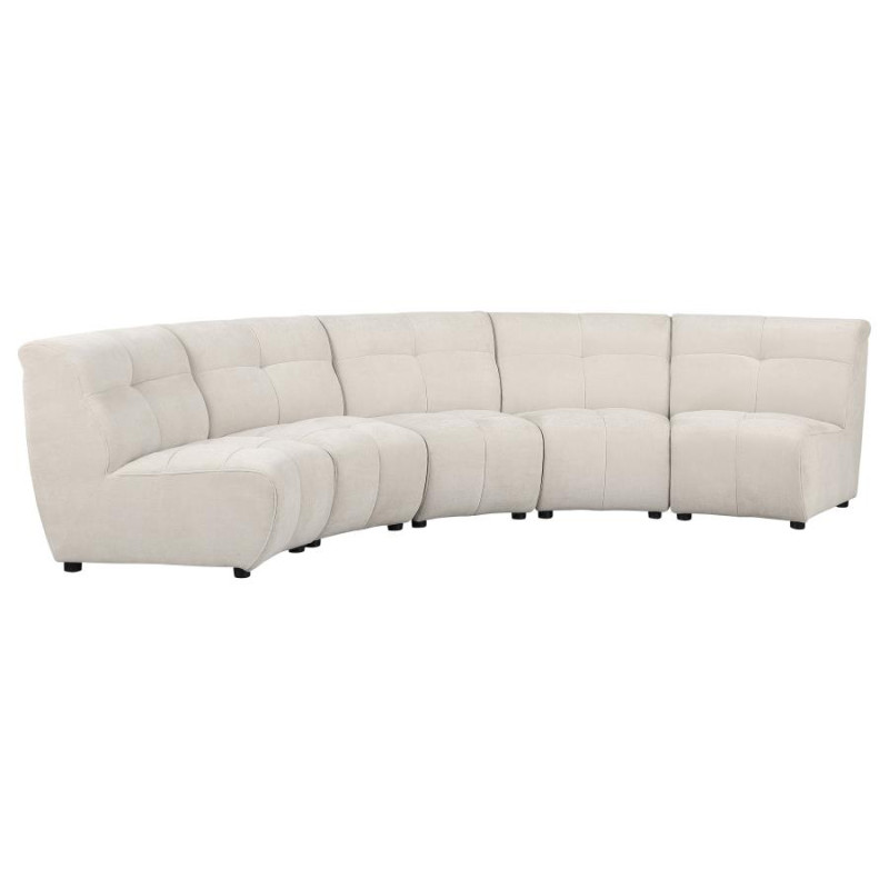 551300-S5 Charlotte 5-piece Upholstered Curved Modular Sectional Sofa Ivory